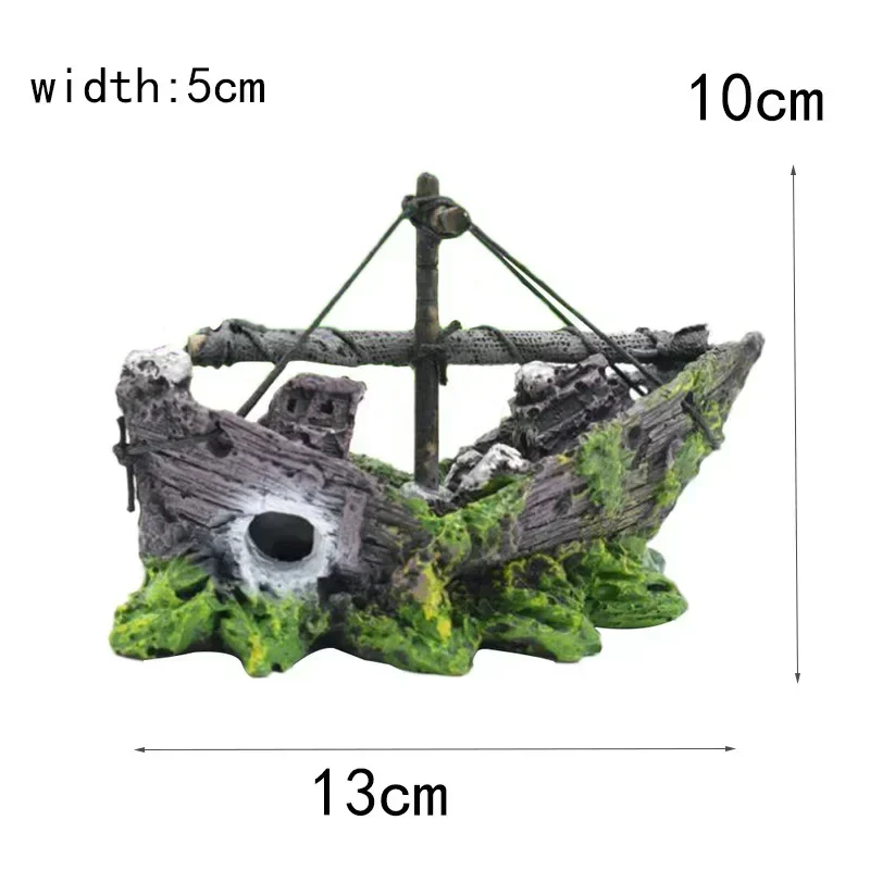 Aquarium Fish Tank Decorations Landscape Pirate Ship Wreck Ship Vintage Resin Design Boat Aquarium Accessories Home Decorations