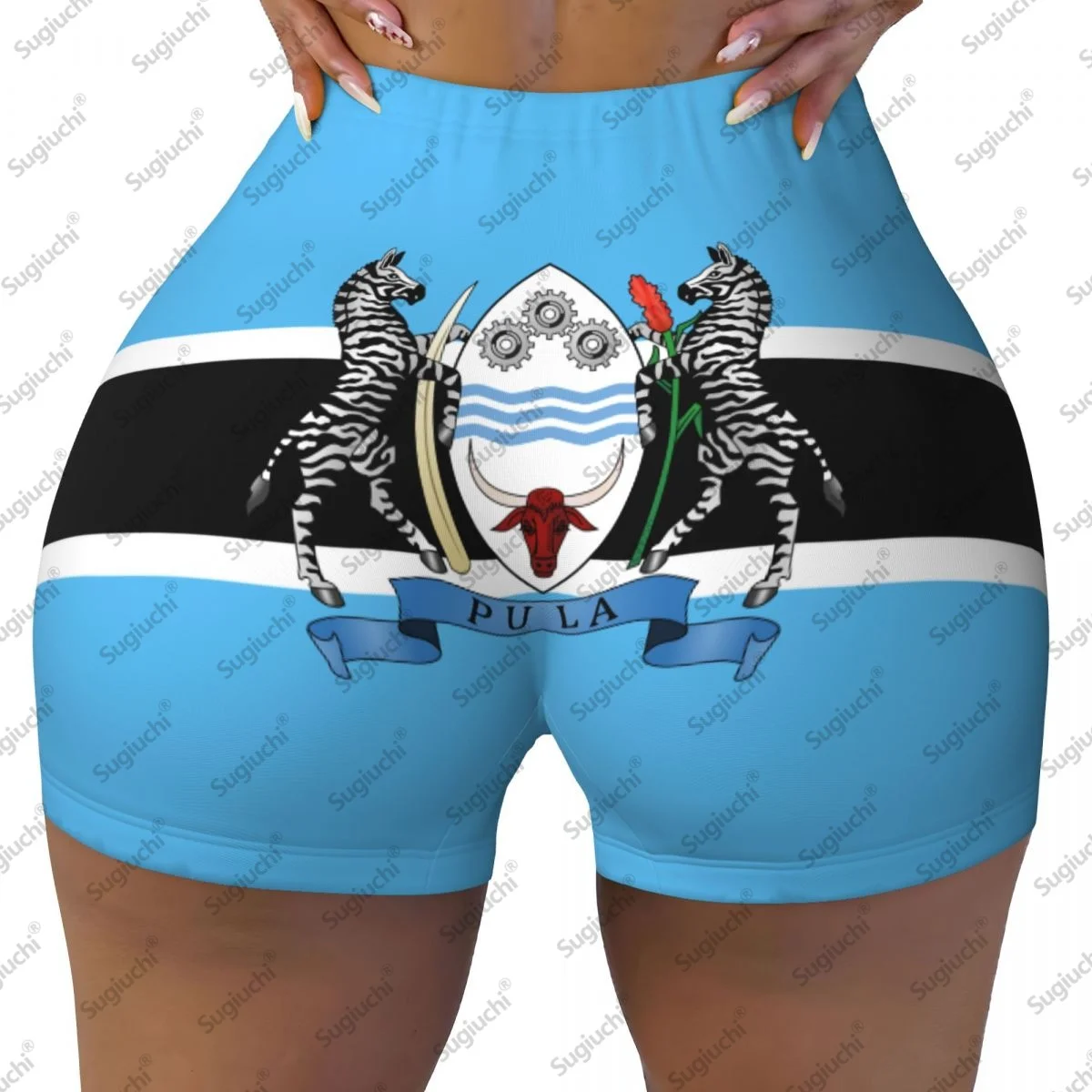 

2026 шорты для йоги с флагом Ботсвана для женщин, шорты для тренировок, подтягивающие ягодицы, с высокой талией, шорты для бега в тренажерном зале