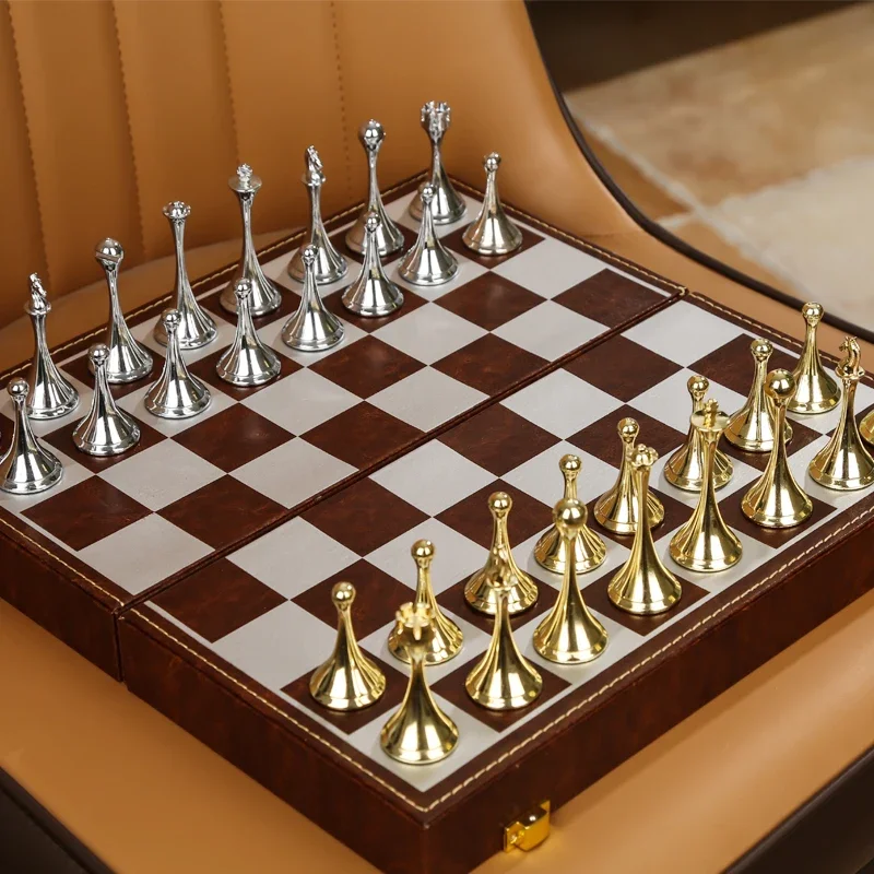 

Light Luxury Competition Chess Portable Folding Magnetic Chess Storage Set Gift European-style Living Room Ornaments