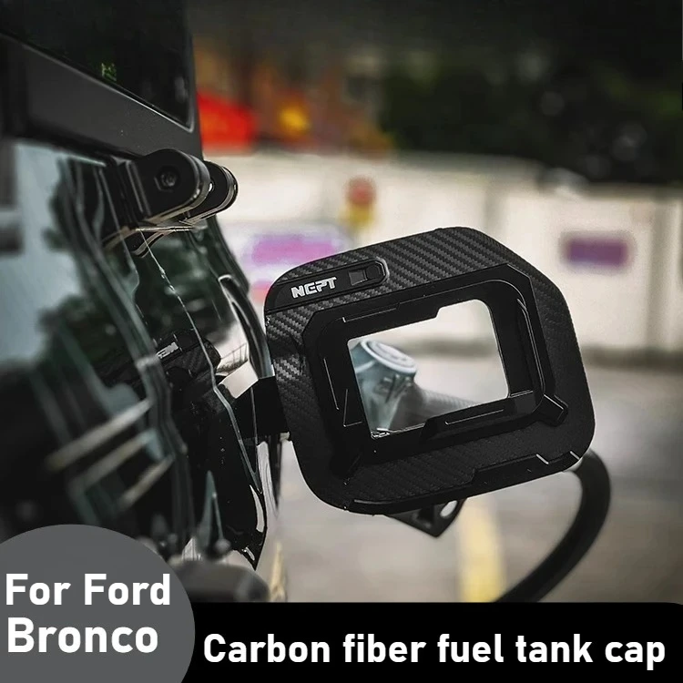 Fit For Ford Bronco Carbon Fiber Mirror Clear Fuel Tank Cap Detachable Rain and Dust Resistant Exterior Accessories