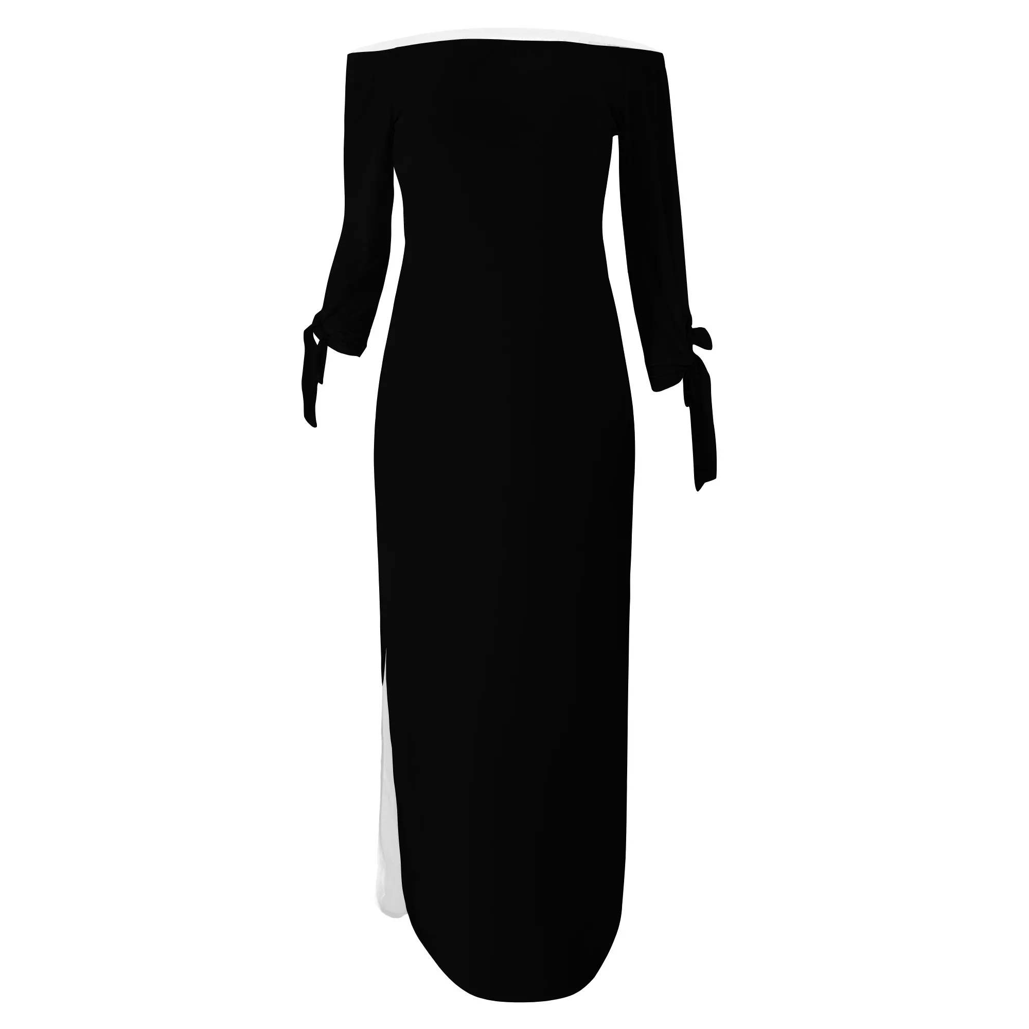 レディースカジュアルプラスサイズオフショルダードレスサイドスリットビーチサンドレスルーズ長袖Tシャツマキシドレス