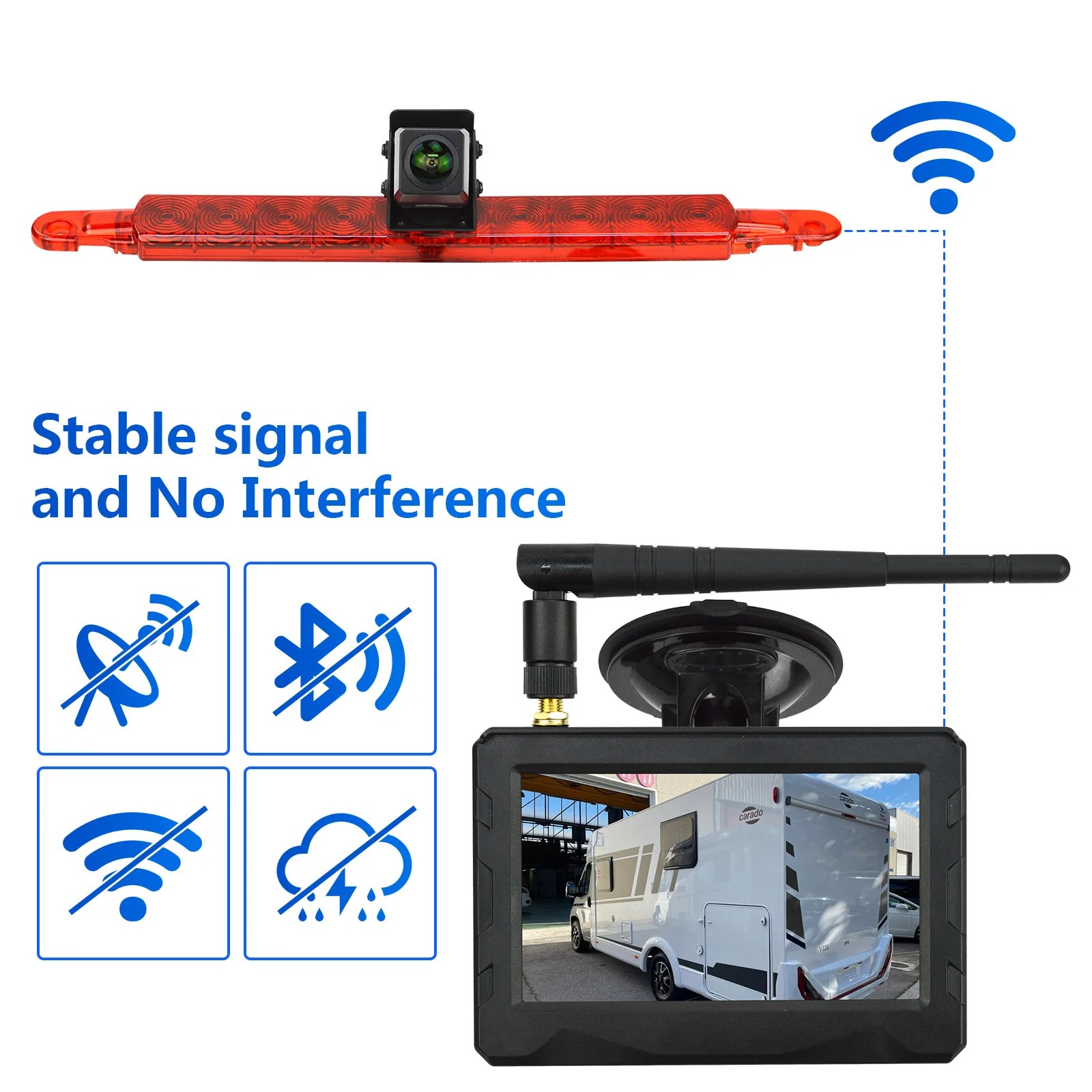 

Wireless reversing camera, equipped with a 4.3-inch display, suitable for Hella 2DA 343 106-201 model and all flat vehicles.