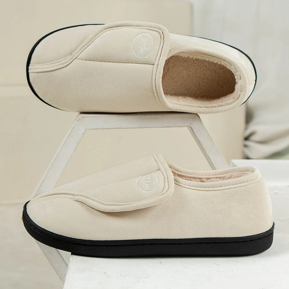 شباشب للرجال من جلد الغزال أحذية غير قابلة للانزلاق أحذية مشي مريحة ودافئة من القطيفة للاستخدام الداخلي/الخارجي للقدمين المتفجرة لمرضى السكري #5