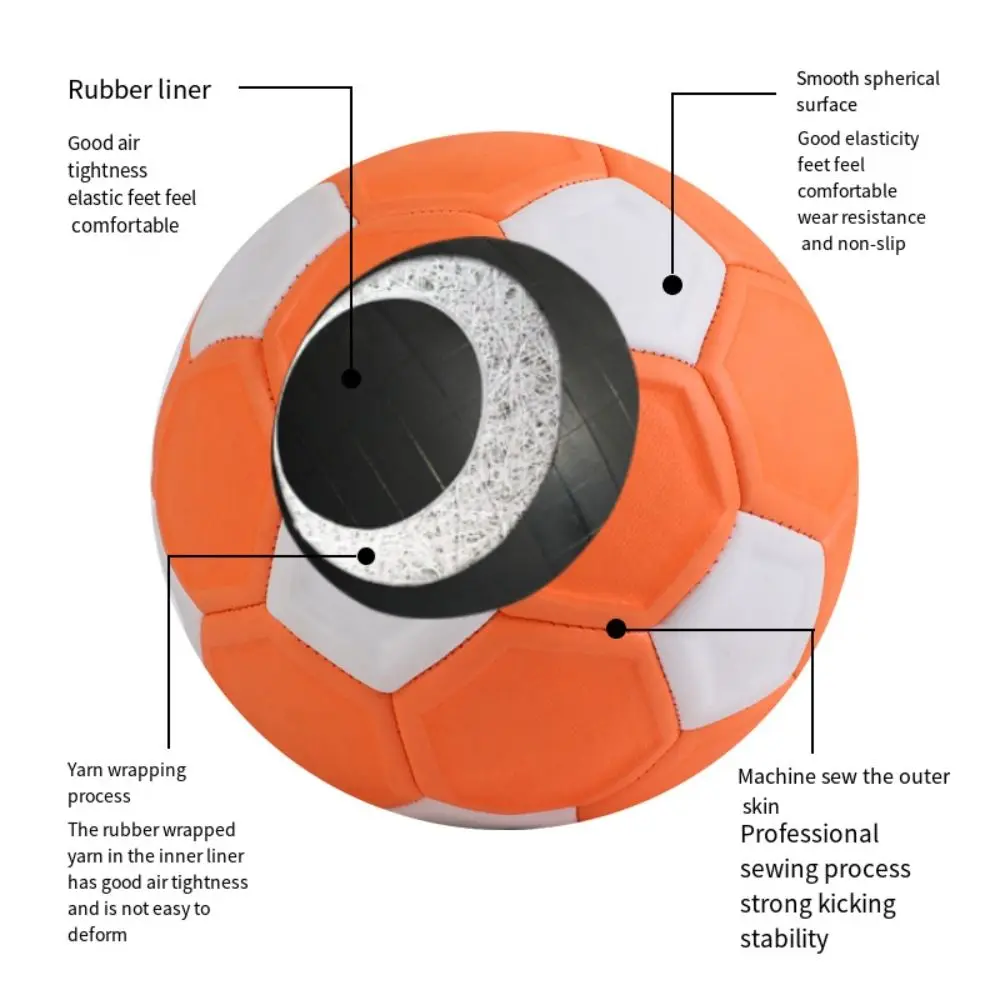 Size 3/4/5 Curve Soccer Ball Recreational Curve Lines Youth Football Orange Football Trainin Match Football Outdoor Match