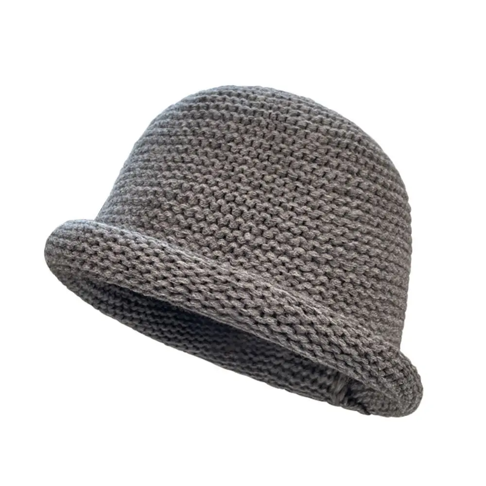 Fashion Warm Winter Hat Windproof Knitted Beanies Hat Curl Coarse Wool Soft Basin Cap Outdoor