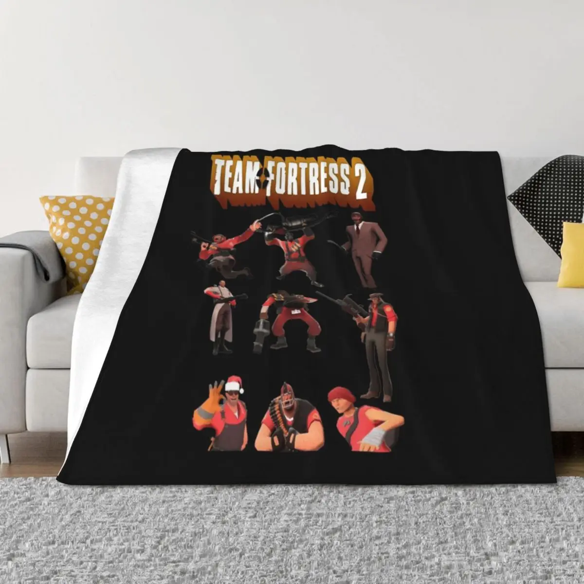 

Team Fortress 2 - All Characters Classes With Tf2 Logo Throw Blanket Baby Bed wednesday Hairy Blankets