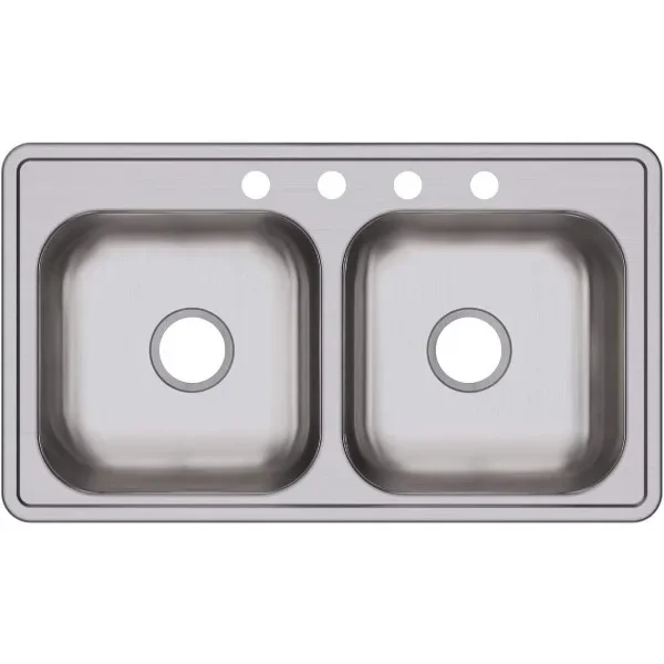 Elkay D233194 Dayton Equal Double Bowl Drop-in Stainless Steel Sink 33 x 19 x 6.5