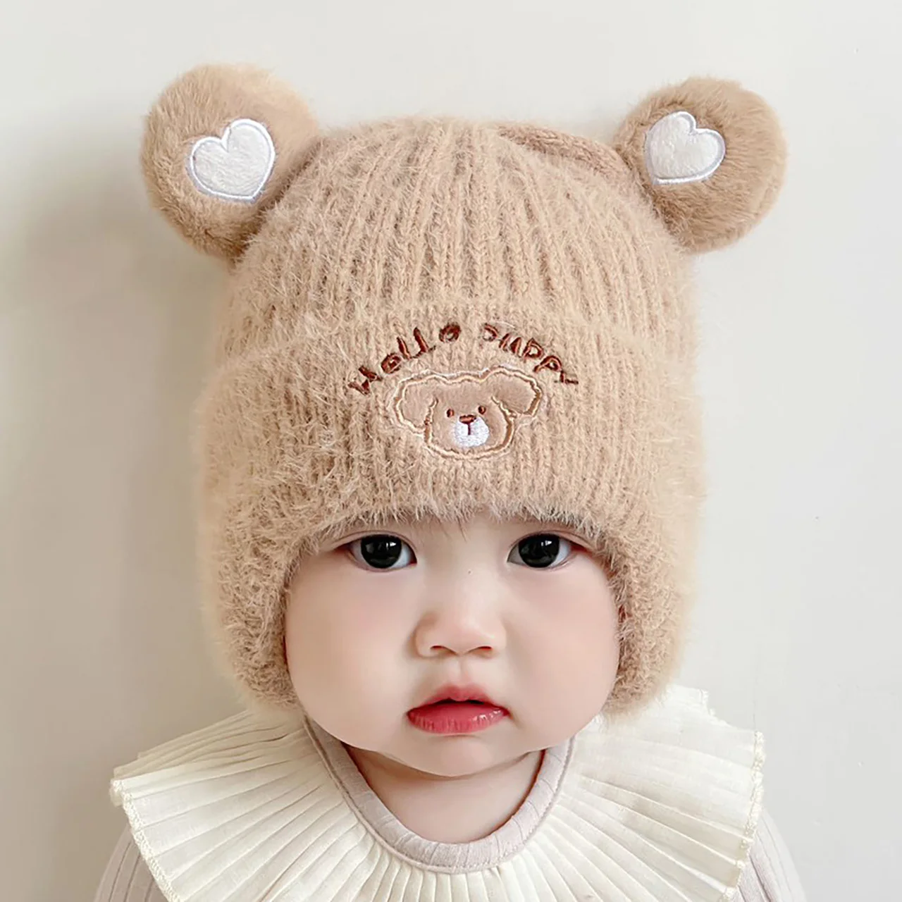 

Winter Warm Baby Plush Ear Protection Hat Infant Thermal Headgear Cute Cartoon Children Earmuffs Cap 6-24Month Kids Knit Beanies