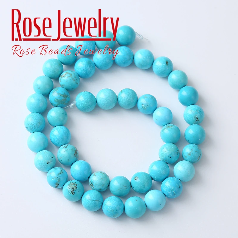 5A Natural Blue Turquoises Stone Beads For Jewelry Making Round Beads DIY Energy Healing Bracelet Necklace 4 6 8 10 12mm 15\