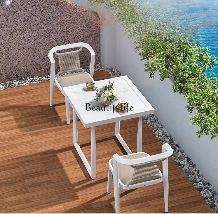 

Balcony Three-Piece Tables and Chairs Small Apartment Tea Table Leisure Courtyard Balcony Table-Chair Set