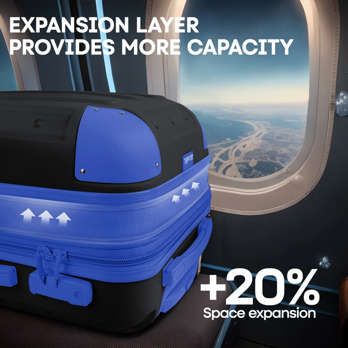 3-Piece Luggage Set Hardside Expandable Suitcase ABS Lightweight Hardshell Travel Suitcase Set 20