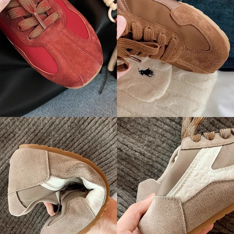 حذاء كاجوال جديد من الجلد الأصلي بتصميم كلاسيكي متباين ومقدمة مربعة الشكل بتصميم كاجوال للنساء #2