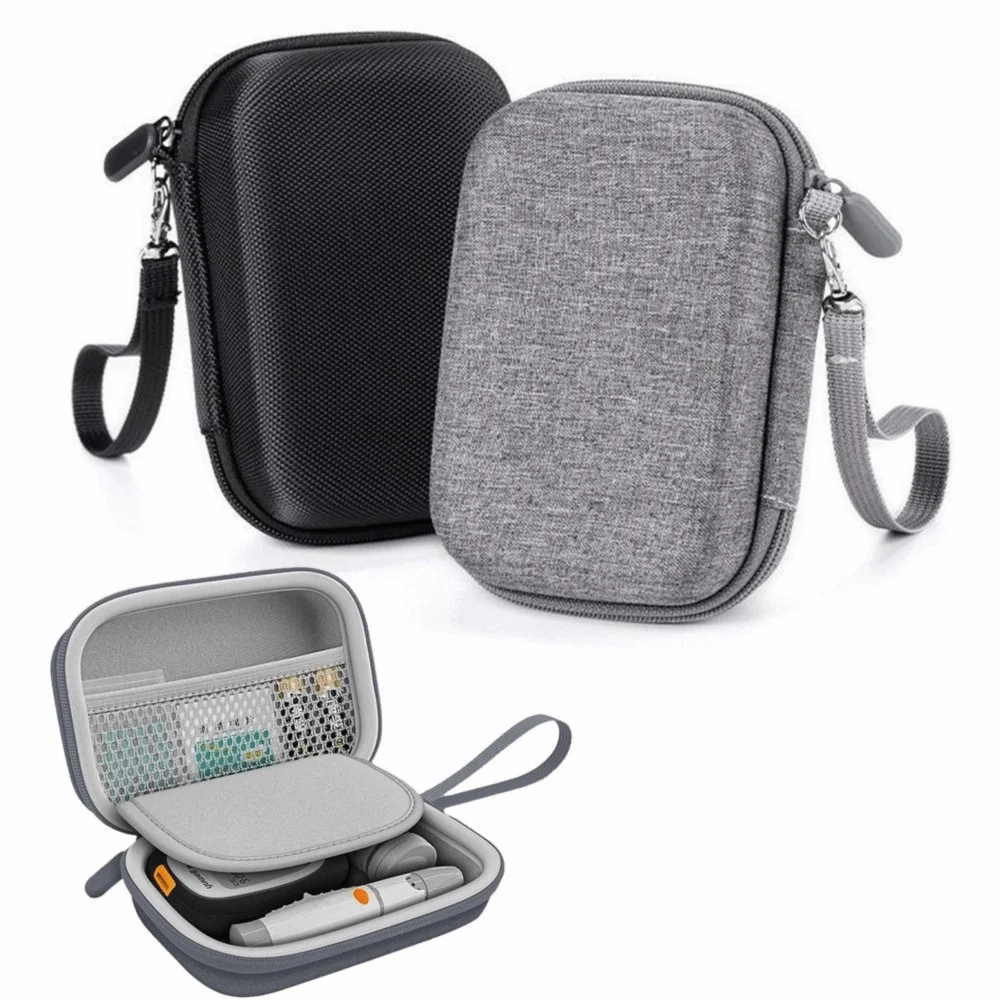 Portable Blood Glucose Meter Case Dividers Mesh Pocket Diabetes Protective Pouch Shockproof Wear-resistant