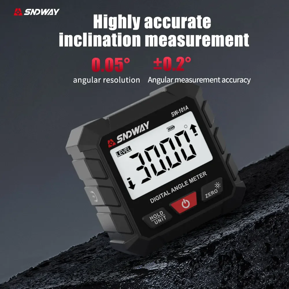 

SNDWAY Digital Inclinometer 360° Laser Angle Protractor Dual Laser Line 4×90° Goniometer Portable Electronic Measuring Tool