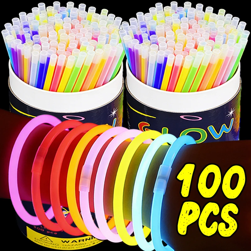 Barras Luminosas Fluorescentes Coloridas con Conector, Pulseras y Collares Brillantes Flexibles para Niños, Juguetes, Decoración de Fiestas