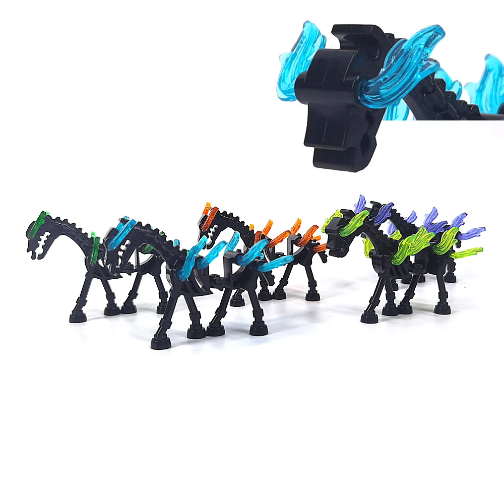 Halloween MOC Animal Building Blocks Medieval Mount Skeleton Flame Horse 59228 Creative Bricks Toys Compatible With LEGO