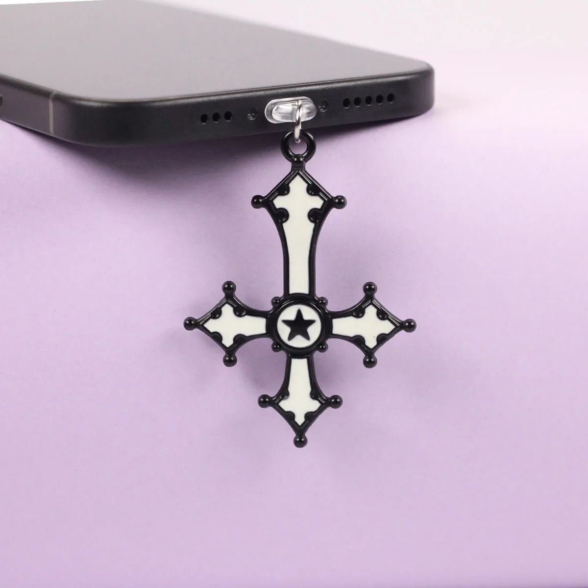 Mobile Phone Dust Plug Five Pointed Star Cross Hanging Ornament Accessories Decoration Alloy Material For Iphone Type-c Port