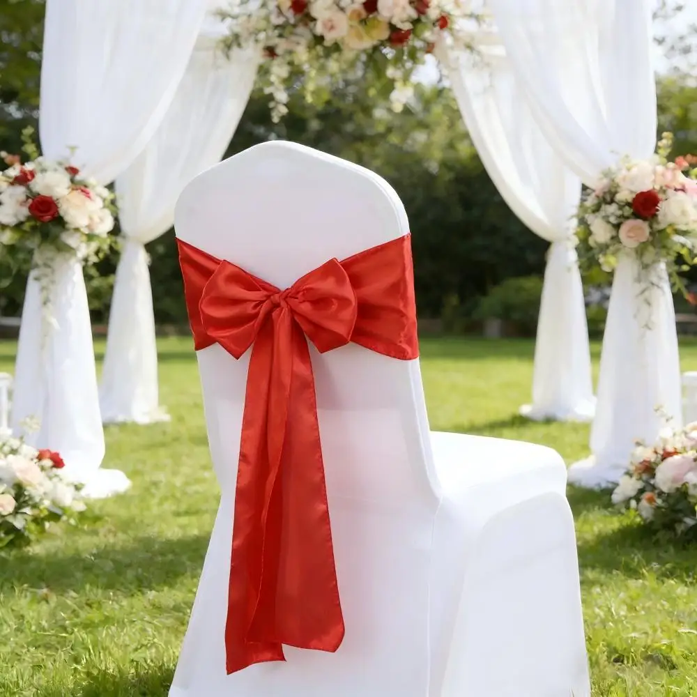 Hochzeit Dekoration Geburtstag Party Dunkelgrün Farbe Stuhl Schärpe Satin Selbst Krawatte Bands Knoten Hotel Bankett Weiß Stuhl Abdeckung Dekor – Detail 3