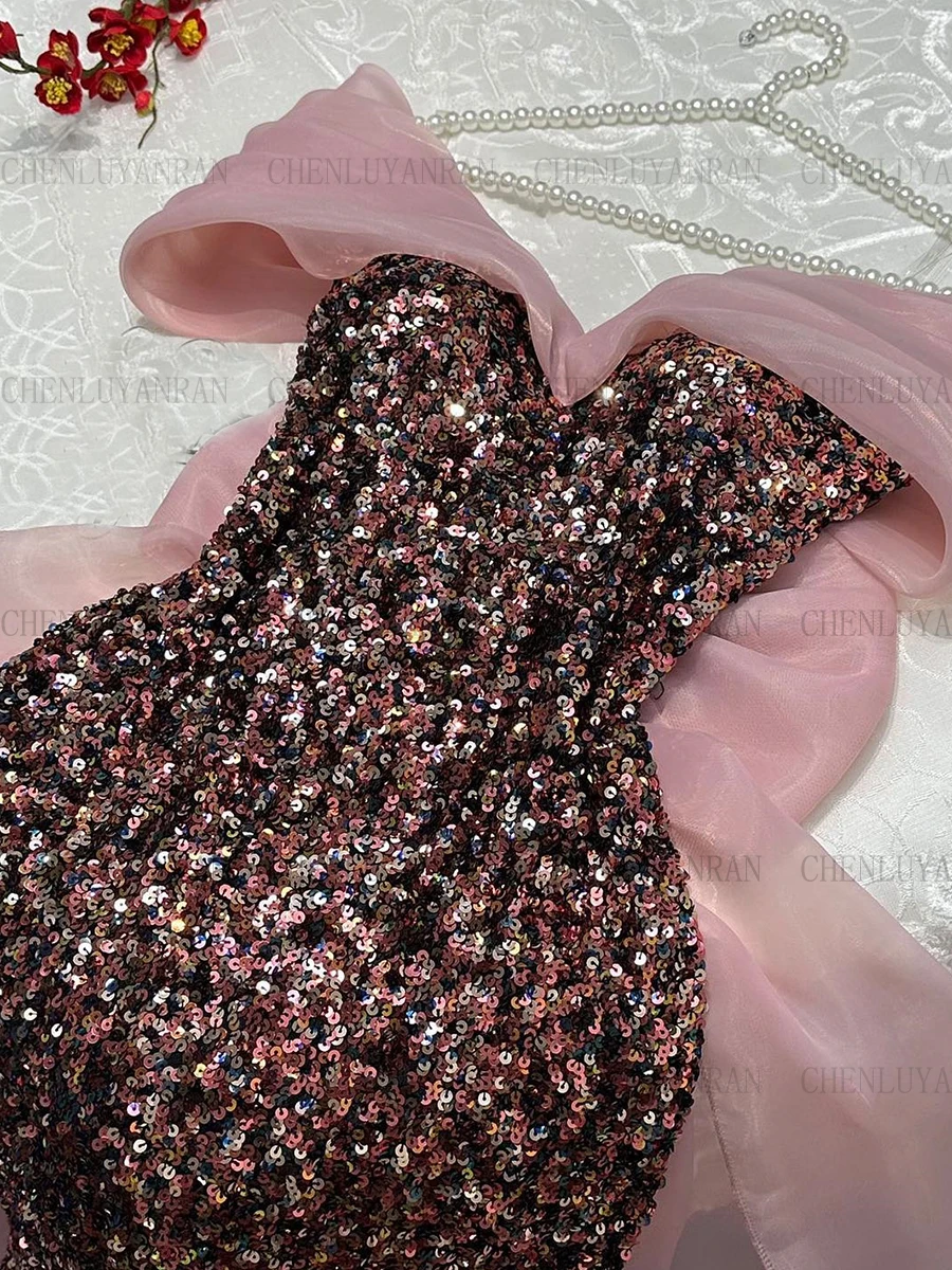 Glittle Sequin Formal Occasion Dresses 2023 Long Luxury Mermaid Party Dress Back Bow Elegant Long Evening Gowns فساتين حفلات