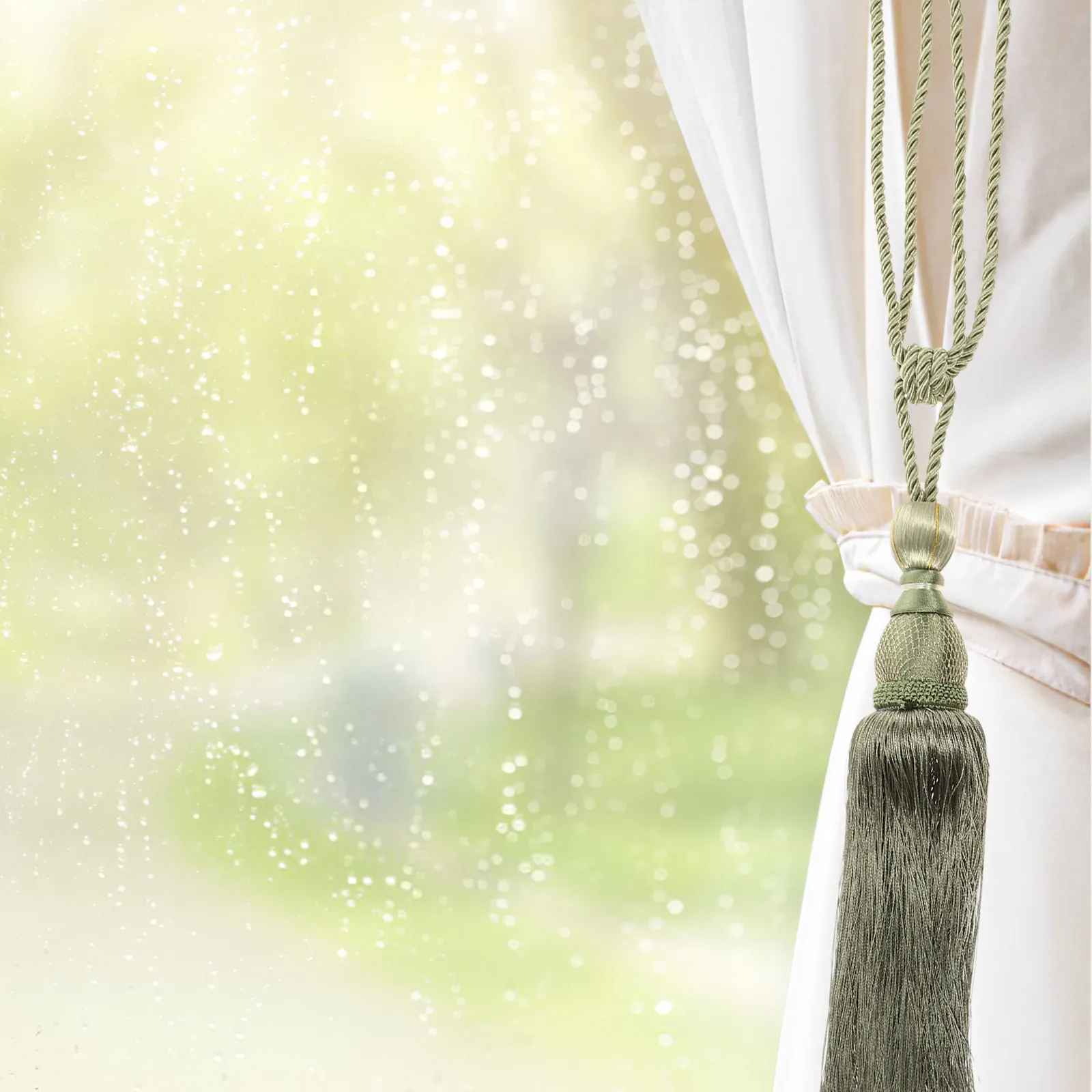 2pcs Polyester Curtain Tassel Hanging Ball For Medium Thick Thin Curtains Gauze Shade Decor Living Room Window Tieback Rope