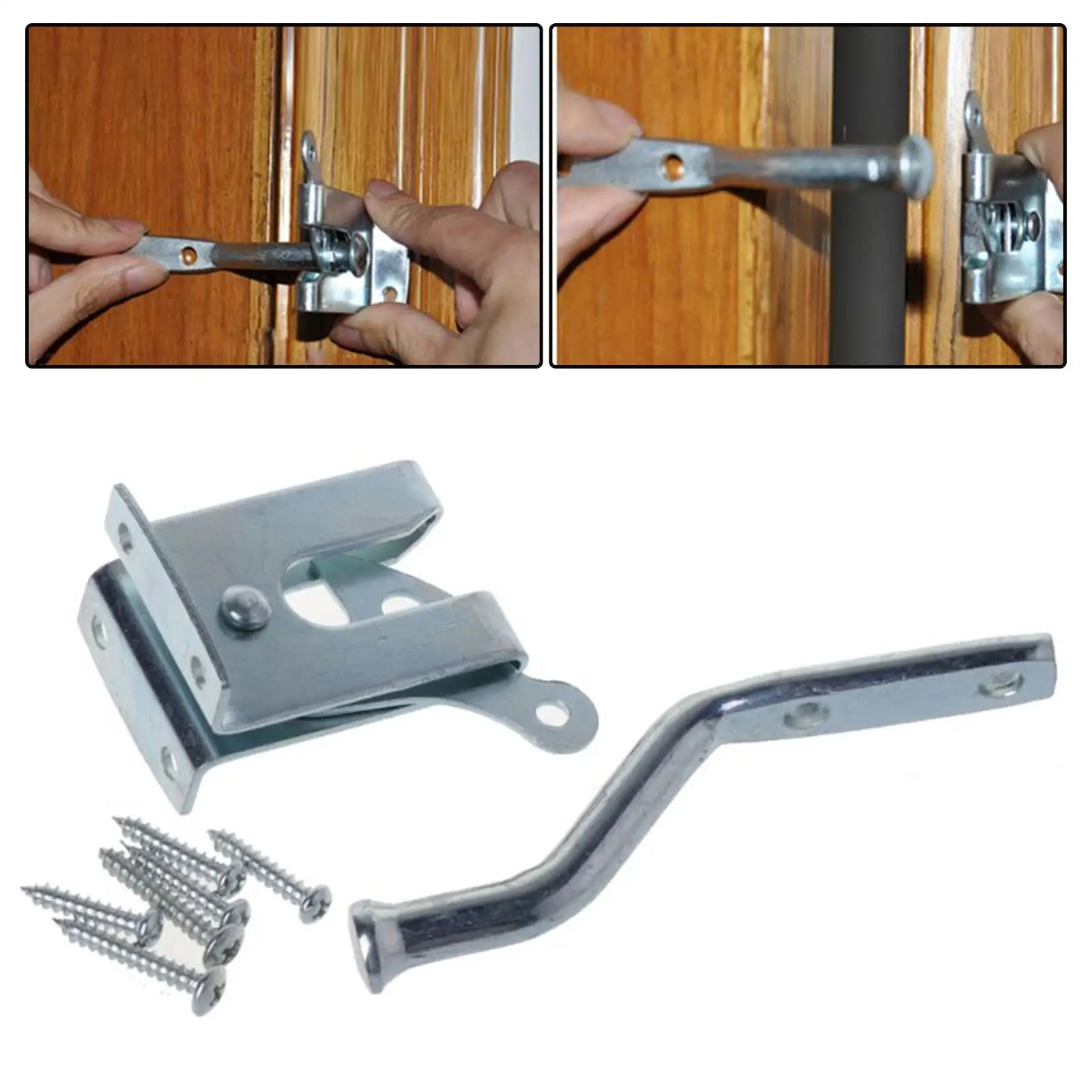 

Iron Self Locking Gate Latch with Screws Gravity Hardware Safety Safety Latch