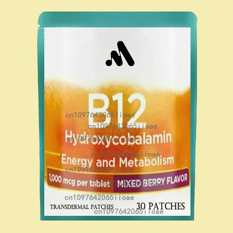 

30 Patches B12 Transdermal Patches - 100% Natural Vitamin Patches for Women, Energy, Focus & Body Support