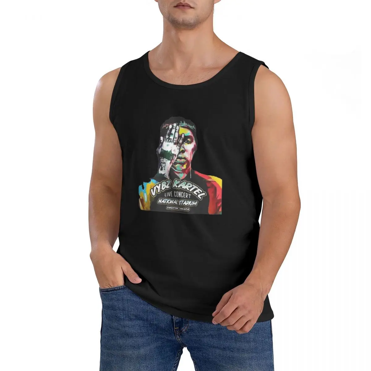 100% Cotton A Di Teecha Aka Vybz Kartel Aka World Boss Sleeveless T-Shirt Men Workout Sports Clothing Tops Men's Crew Neck Vest