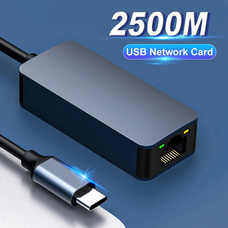 2500Mbps USB3.0 Type-C To RJ45 Ethernet Network Card RTL8156B High Speed Gigabit Adapter Drive Free For PC Laptop Win 7/8/10/11