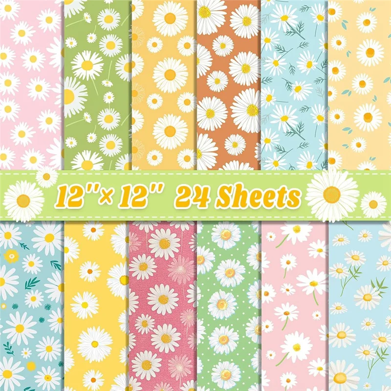 NEW-24 Sheets Scrapbook Paper 12Inch X 12Inch Double-Sided Bows Pattern Paper Decorative Decoupage Cardstock