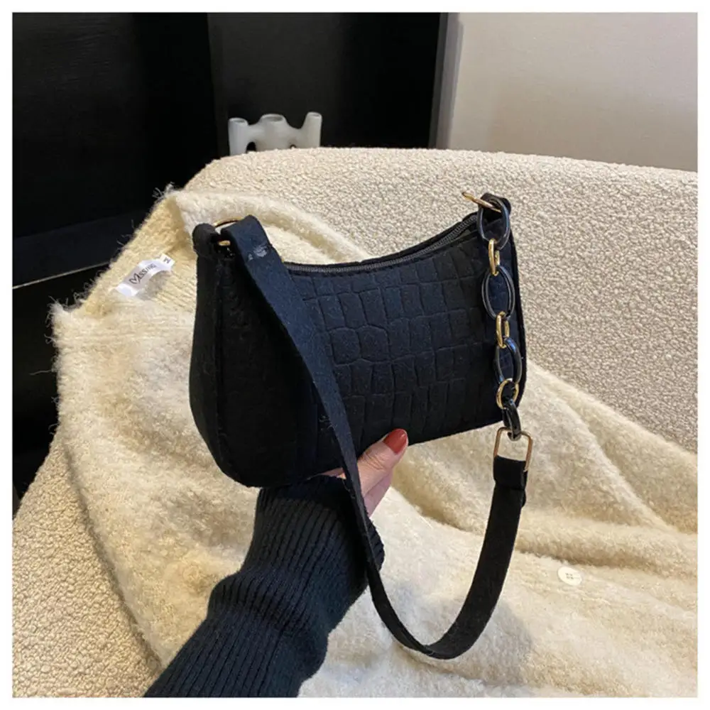 

New Fashion Shoulder Bag Handbag Casual Simple Vintage Crossbody Bag PU Leather Texture Solid Color Underarm Bag Subaxillary