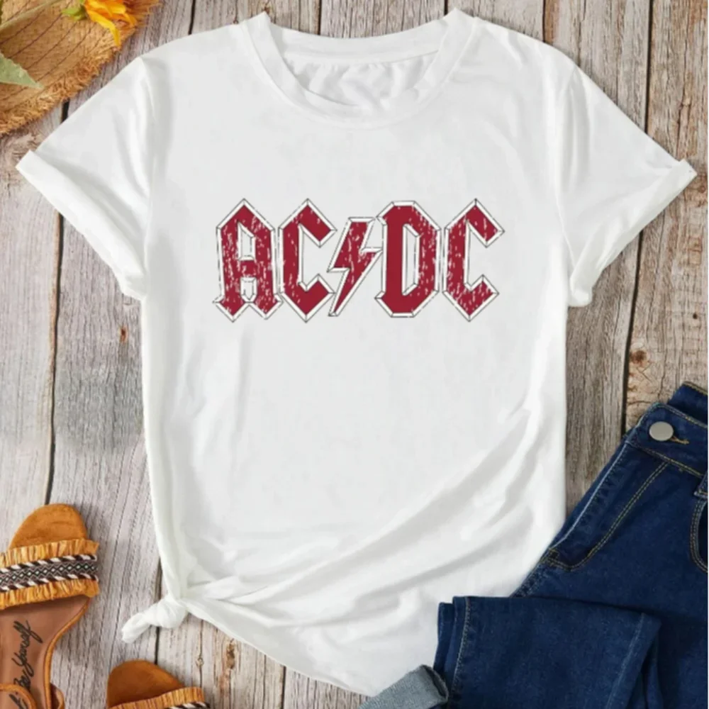 Summer Women Rock Band Graphic Clothing Men Fashion Letter ACDC Printing Tops Tees Female Casual Streetwear