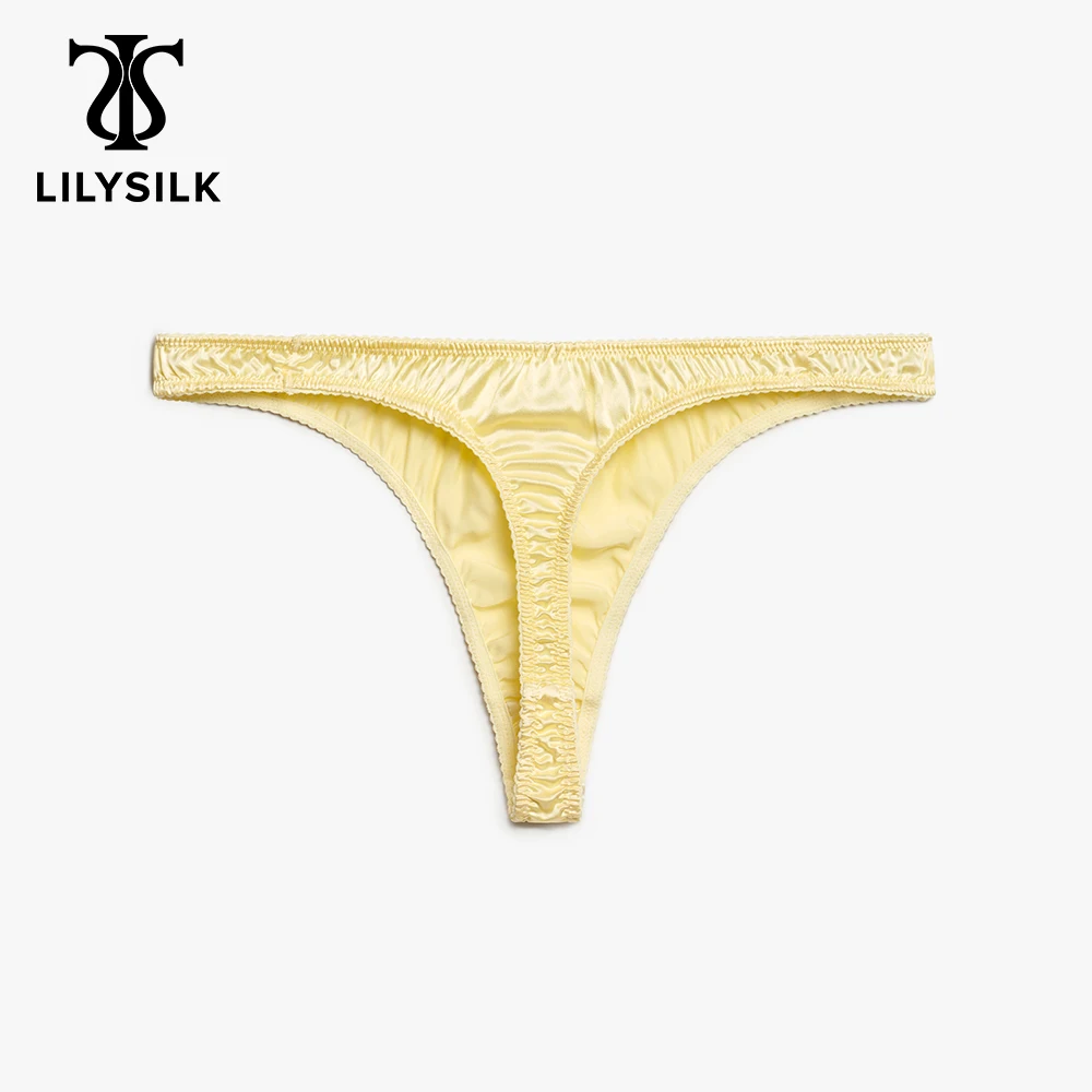 LILYSILK Women LILYÁUREA™ Glossy Undyed Silk Thong New Luxury Femme Underwear Skin Friendly Breathable Panties Free Shipping