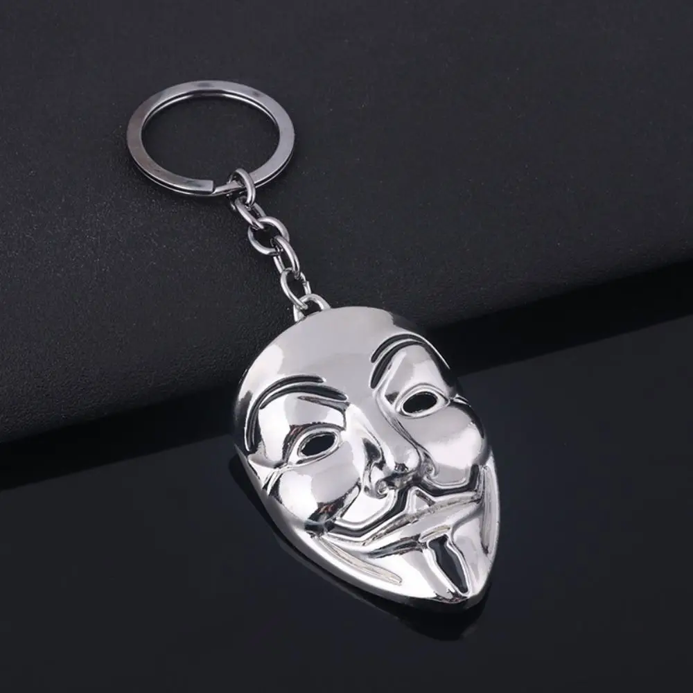 Trendy Joker Mask Mask Key Chain Pendant Cool Clown Keychain Silver Attachment Car Key Accessories Men