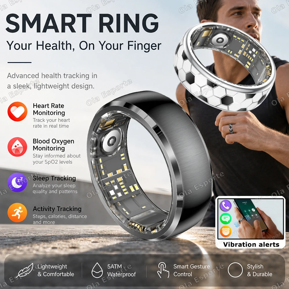 New Smart Ring Incoming Call Messages Alarms Vibration Alerts 2026 Gesture Control Health Monitoring Sports Smartring Men Women