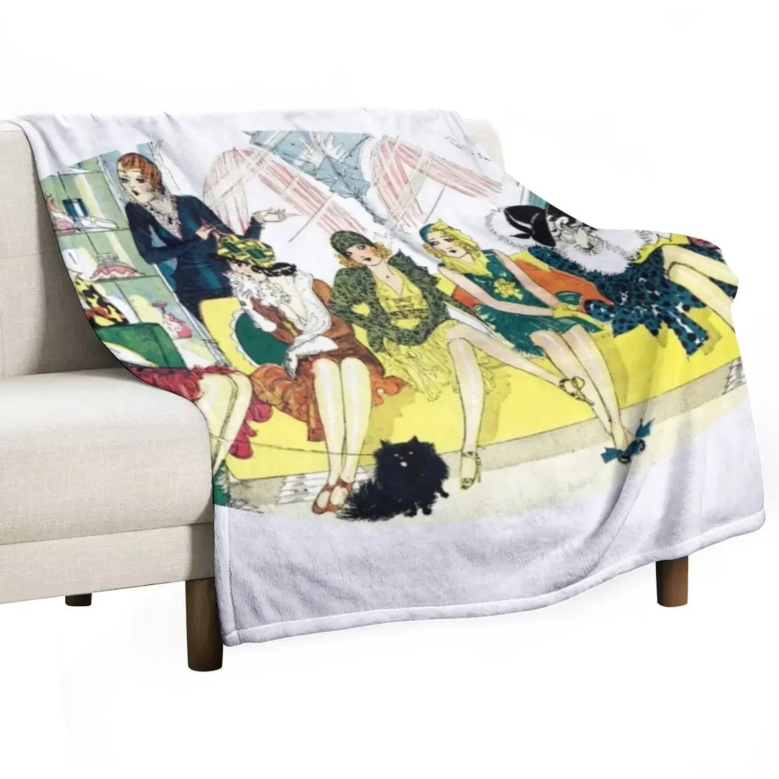 Flappers Shopping by Nell Brinkley HD Throw Blanket heavy to sleep funny gift wednesday Luxury Designer Blankets