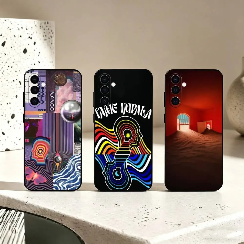 T-Tame I-Impala P-Psychedelic Phone Case Black Silicone Soft For Samsung Galaxy A73,A72,A71,A70,A53,A52,A51