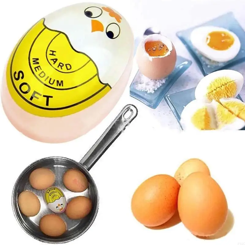 F92C mignon minuterie d'oeufs durs en plastique faire bouillir les oeufs thermomètre oeufs changement couleur cuisson Gadget