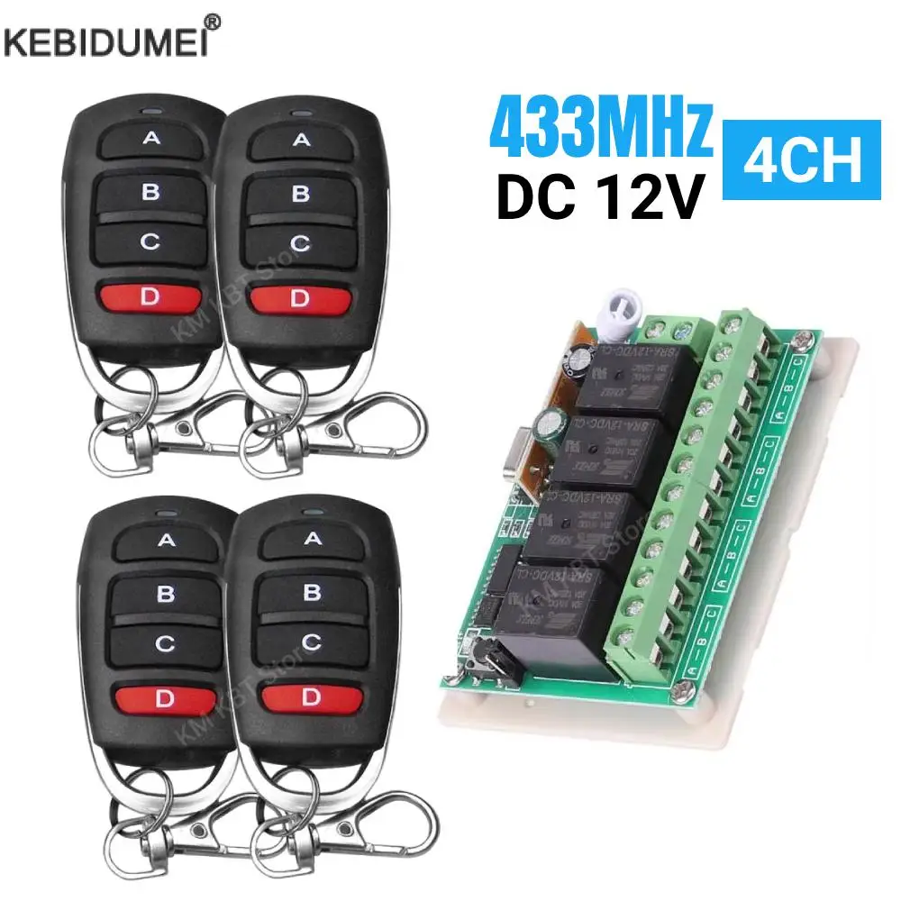 433 ميجا هرتز العالمي لاسلكي للتحكم عن بعد تيار مستمر 12 فولت 4CH وحدة التتابع استقبال EV1527 اللاسلكية التحكم عن بعد التبديل لمحرك تيار مستمر لتقوم بها بنفسك