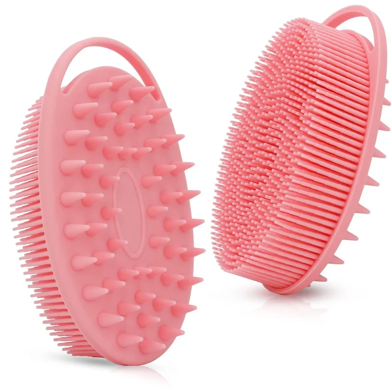 New Double-Sided Massage Shower Brush With Soft Bristles Comfortable For Children And Adults Silicone Shampoo Shower Brush