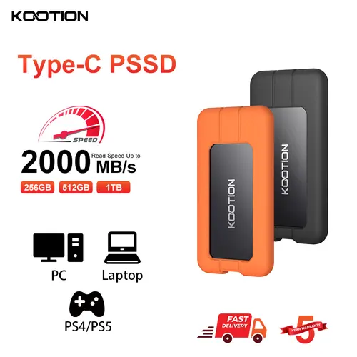 Kootion X1Max SSD portátil 2000 MB/s 2TB 1TB 512GB USB3.2 Gen 2x2 unidad externa de estado sólido PSSD para PC PS5 PS4 portátil de escritorio