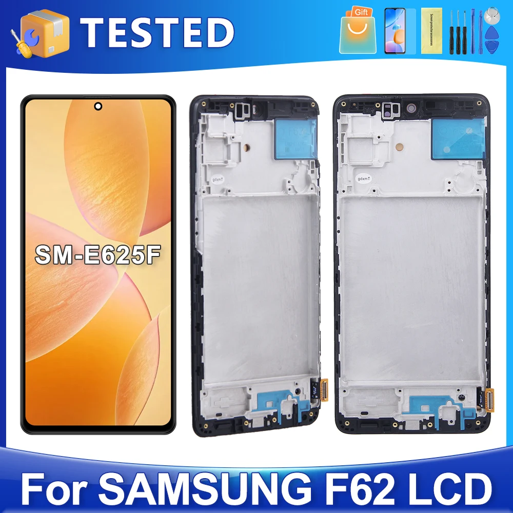 6.7''F62 For Samsung For AMOLED F62 SM-E625F SM-E625F/DS LCD Display Touch Screen Digitizer Assembly Replacement