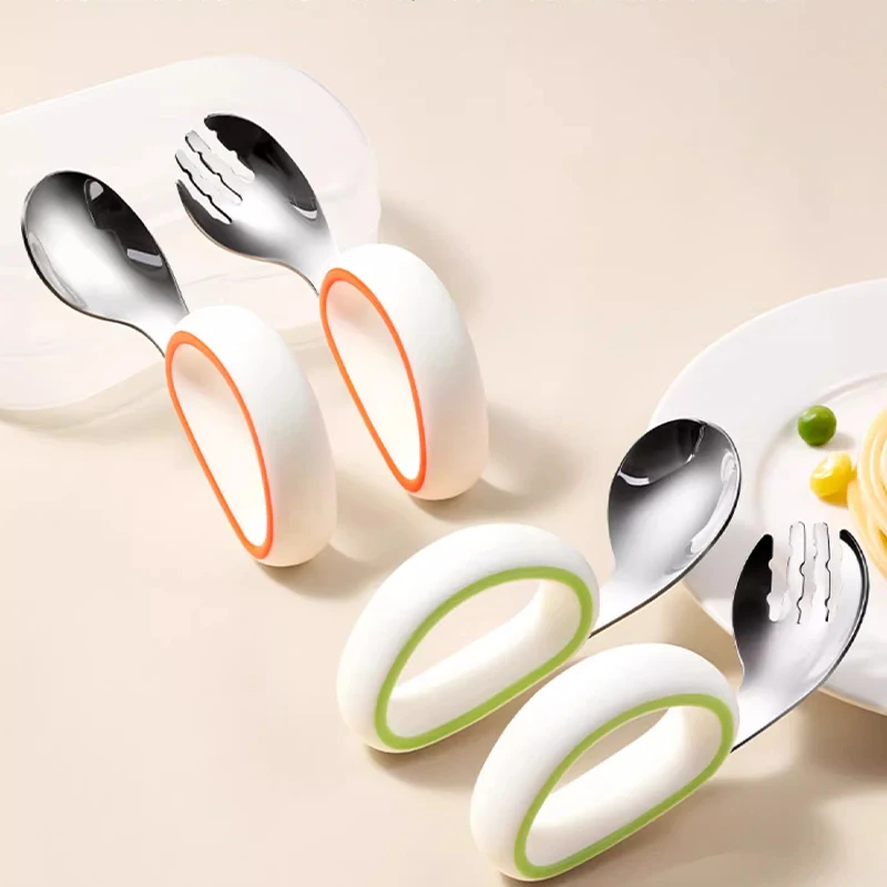 

Детская коробка для ложек, детские столовые приборы из нержавеющей стали, портативная посуда для кормления детей, детские ложки, детская посуда