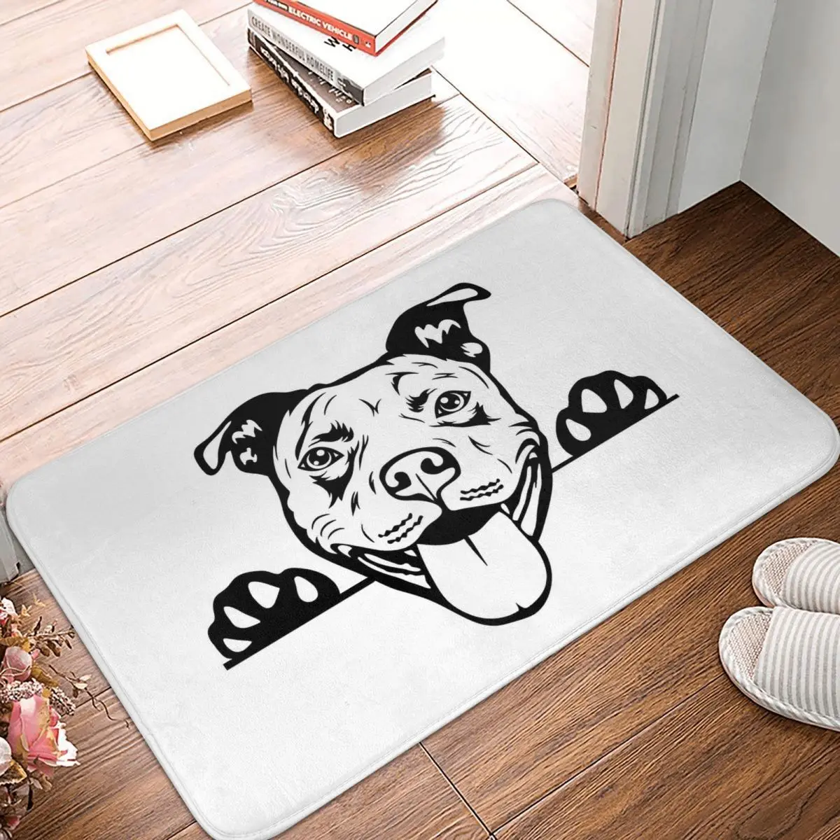 Funny Pitbull Pitbull Dog Lover Line Dog Doge Non-Slip Carpet Doormat Bedroom Kitchen Mat Welcome Floor Rug