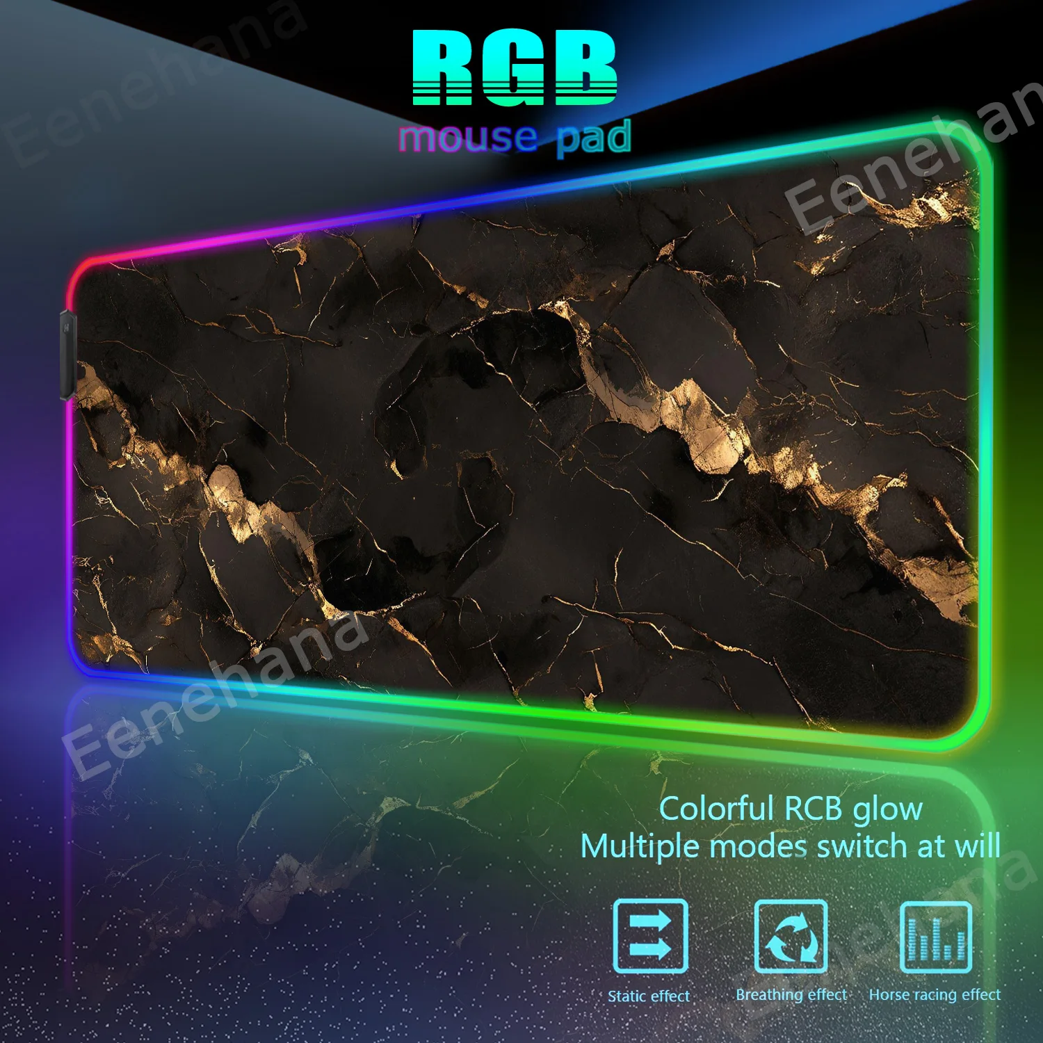 RGB XXL Mauspad Art Marble Gaming Mouse Pad LED PC Gamer DeskMat Computer Accessories Fluid Large Keyboard Pad Emit Light Carpet