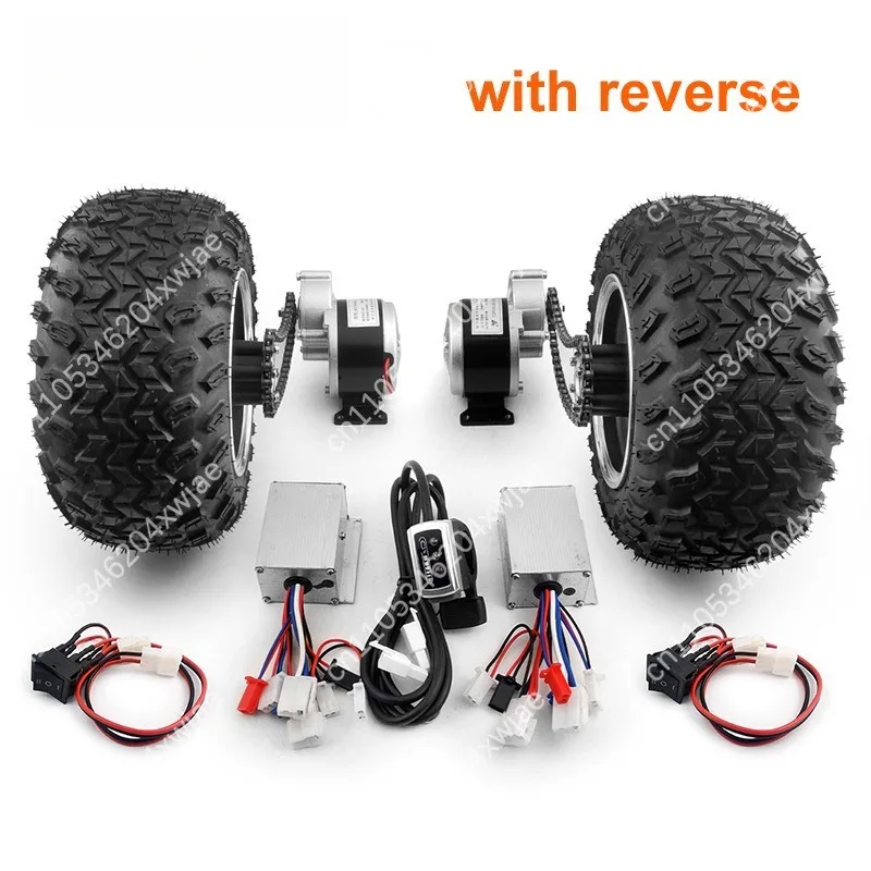 500W Dual Motor Drive Conversion Kit 10x6.0-6 Pneumatic Wheel Max Load 200KG For Beach Hand Trolley Cart