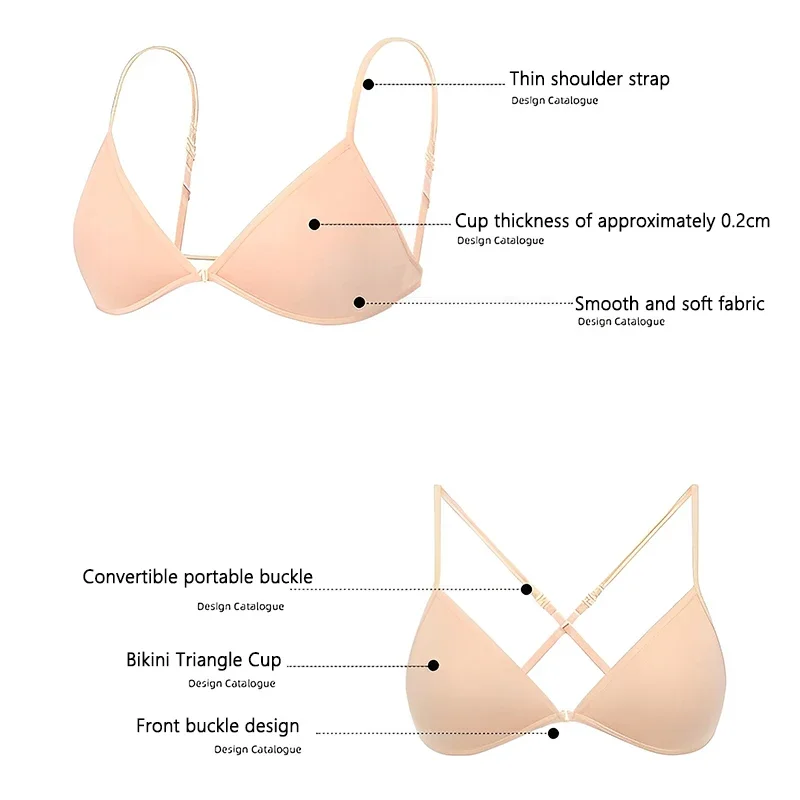 1Pcs Ultra-Thin Seamless Sexy Bra Beauty Back Bra Front Buckle Underwear For Women French Bra Small Chest Triangle Cup Brassiere