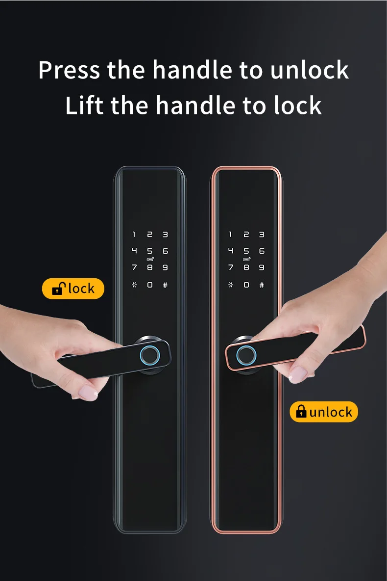 Imagem -03 - Tuya Electronic Smart Door Lock com Cartão de Impressão Digital Keyless Digital Lock Porta da Frente Wi-fi Zigbee Ttlock 6072 6085 6068 7068