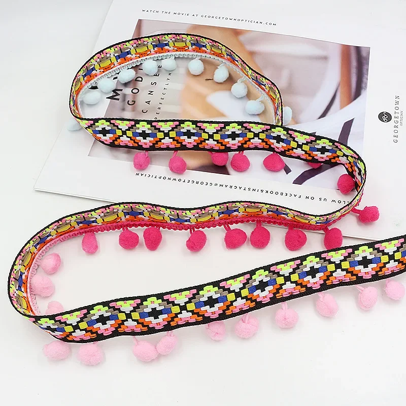5 Yards Lace Trim Ball pompon frange per tessuto lavorato a maglia in pizzo accessori artigianali fatti a mano tessuto per cucire a nastro