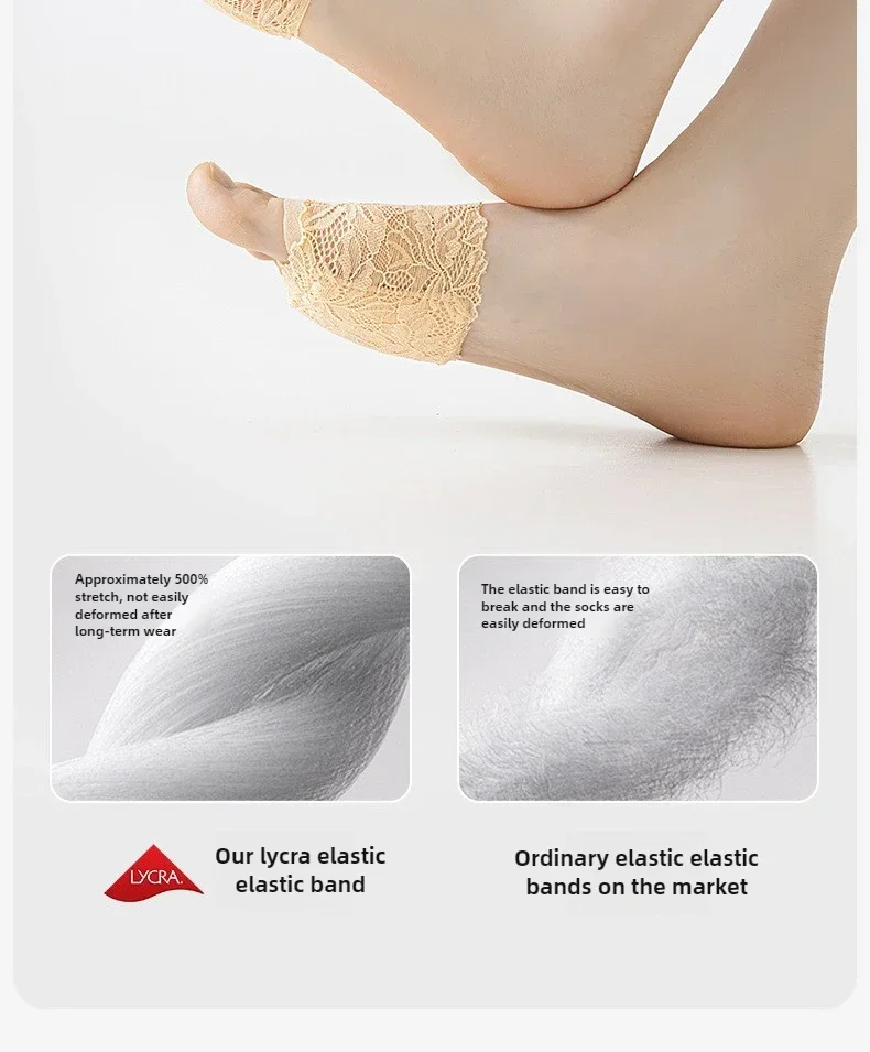 1–10 Paar Damen-Socken mit halber Sohle, rutschfest, unsichtbar, Dessous-Socken für High Heels, Schuhe, Sommer, dünne, atmungsaktive Spitzen-Fußabdeckung – Detail 9