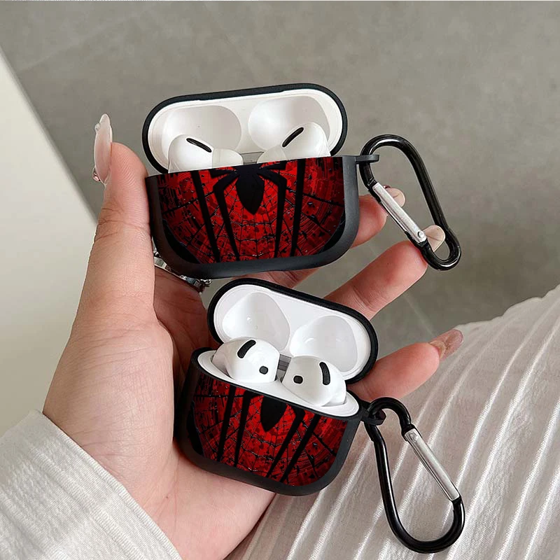 Cool Red Spider Web Pattern Earbuds Case For AirPods Pro3/Pro2/Pro Earphone Case For AirPods 4/3/2/1 Shockproof Cover For Men
